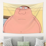 VIKAMA Family Guy Peteris Griffinas Gobelenas Juokingas Animacinis Personažas Sienų Kabinys su Mimo Elementais Miegamojo Dekorui 125x150cm (50x60in) beige