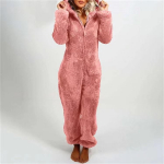Unisex Onesies Moteri&scaron;ki vienetiniai kombinezonai su gobtuvu &Scaron;eimai tinkantys pižamos Žieminės flanelinės poros pižamos XL pink
