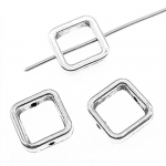 20 vienetų tarpinės jungties papuo&scaron;alai stačiakampiai tu&scaron;čiaviduriai mažų skylučių tarpikliai 11x11x3 mm skylės dydis 1 mm B13795 B13795 antikinės sidabrinės spalvos