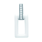 Les Tr&eacute;sors De Lily [L5008] - Pendentif Argent 'Sissi' blanc (c&eacute;ramique) rhodi&eacute; - 20x8 mm