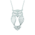 Les Tr&eacute;sors De Lily [N3038] - Collier Argent 'Chouette' argent&eacute; (rhodi&eacute;) - 30x18 mm