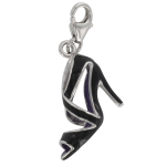 Les Tr&eacute;sors De Lily [Q4881] - Pendentif charm argent 'Cendrillon' noir argent&eacute; (rhodi&eacute;) - 20x14 mm