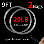 Bimoo 2Bags 9FT 12LB 15LB 20LB kūginis muselinės žvejybos antgalis, didelio dydžio nailono monofilamentinis muselinės žvejybos antgalis 12