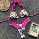 Moteri&scaron;ki maudymosi kostiumėliai su gėlėmis bikini maudymosi kostiumėlis Bikinio rinkinys su pamink&scaron;tintu maudymosi kostiumėliu S kar&scaron;ta rožinė spalva
