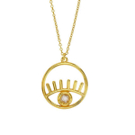 Les Tr&eacute;sors De Lily [R4934] - Collier Argent artisanal 'Arte' blanc dor&eacute; - 20 mm (oeil)
