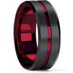 Madingas 8 mm vyri&scaron;kas raudonas griovelis su nuožulniu kra&scaron;tu nerūdijančio plieno keltų drakono žiedas, cirkonio inkrustuotas raudonas anglies pluo&scaron;to žiedas vyri&scaron;kas vestuvinė juosta 13