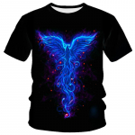 Madingi vasaros erelis ir liepsna &bdquo;Phoenix Animal&ldquo; mar&scaron;kinėliai su 3d spausdinimu vyri&scaron;ki mar&scaron;kinėliai su kaklu trumpomis rankovėmis, dideli mar&scaron;kinėliai Top Hot 4XL