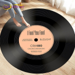 Klasikinės muzikos vinilo plok&scaron;telės apvalus kilimėlis, kilimai svetainės kėdėms dekoruoti, vaiki&scaron;kas &scaron;liaužiantis mink&scaron;tas neslystantis grindų kilimėlis Diameter 120cm