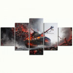 Žaidimas 5 dalių World Of Tanks Kaukolės Žaidėjas Drobės Plakatai Sienų Menas Paveikslai HD Aliejiniai Dažai Namų Dekoravimas Svetainės Dekoravimas 20x35cm*2 20x45cm*2 20x55cm*1