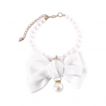 Naminių gyvūnėlių karoliai Eleganti&scaron;kas reguliuojamas katės &scaron;uns antkaklis su dirbtinio perlo lanku Mielas naminio gyvūnėlio kaklo apskritimo naminio gyvūnėlio aksesuaras M juoda