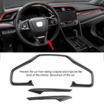 Honda Civic 10th 2016 2017 2018 3 vnt. anglies pluo&scaron;to stiliaus automobilio vairo rėmo dangtelio apdailos lipdukai