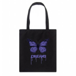Butterfly Punk Black Canvas Moterų pirkinių krep&scaron;iai Mergaičių pečių medžiaginiai krep&scaron;iai Daugkartiniai pirkėjų mokytojų mokinių knygų krep&scaron;iai 24*26cm juoda