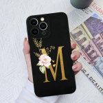 Apple iPhone 13 14 15 Pro Max X XS XR SE telefono dėklo dangtelis skystas mink&scaron;tas matinis silikonas, atsparus smūgiams, gėlių raidės iPhone korpuso buferiui iPhone XS Max