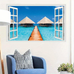 3D gamtos peizažai netikri langų lipdukai Sakura Tree Beach pastatas Sienų menas Firmos lipdukai Namų biuro apdaila Vinilo tapetai JC079