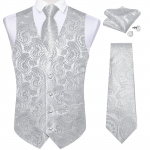 Klasikinis liemenių kaklarai&scaron;tis Paisley &scaron;ilko austa retro liemenė Bowtie Hanky ​​rankogalių sąsagų rinkinys M
