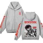 &bdquo;Berserk&ldquo; megztiniai su užtrauktuku, pilnai užsegami megztiniai Anime Vyri&scaron;ki vilnos megztiniai Unisex hip-hop gatvės apranga Guts Graphic Y2K megztinis S