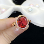 POMOiii Nauji temperamento raudoni ovalo formos eleganti&scaron;ki atidaromi žiedai moterims cirkonio vestuvių sužadėtuvių vakarėliui, puiki papuo&scaron;alai Adjustable Opening rožinė raudona spalva