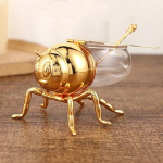 Prabangus bičių medaus puodas medaus laikymo indelis Dekoratyvinis ornamentas bičių stiklainis permatomas prieskonių indelis virtuvės prieskonių indelis su &scaron;auk&scaron;tu auksas