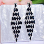 CMM Madingi Rombus Drop Dangle Paved Marquise Black Zirconia Eleganti&scaron;ki moteri&scaron;ki ilgų vakarėlių auskarai suknelių priedams įvairiaspalvis