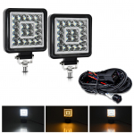 LED &scaron;viesos juosta, 2 vnt. 4 colių 160 W LED darbo žibintai, vandeniui atsparūs apvalūs vairavimo žibintai su Round juoda