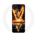 Coque pour Samsung Galaxy A22 5G Vikings S&eacute;rie Saison 6 logo V Ep&eacute;e de Feu Fond Noir