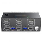 USB 3.0 KVM perjungiklis, dviejų įėjimų, trijų i&scaron;ėjimų, trijų monitorių perjungiklio palaikymas 8K@30Hz 4K@144Hz USB 3.0 AU Plug juoda