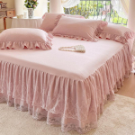 Pavasario ir vasaros nėriniuotas lovos sijonas Vienvietis princesės nėrinių &scaron;lifuotas čiužinys Neslystantis apsauginis užvalkalas lovatiesė Dovana 150*200cm 3pcs