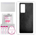 apgo Protective Skin Sticker for the back compatible with Honor V40, Wrap Film, Foil, Vinyl - Pattern Black Leather