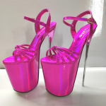 22cm Moteri&scaron;ki basutės Platformos Peep Toe Catwalk Modelis Striptizo Batai Auk&scaron;takulniai Naktinio klubo Didelio dydžio batai 47 ry&scaron;kiai rožinė