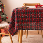 Kalėdinė staltiesė Raudona Žalia Plaid Kalėdų Naujųjų Metų Stačiakampė Staltiesė Snaigės Spausdinimas Stalo vir&scaron;elis Valgomojo staltiesė 60x60cm