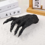 Raganos ranka ant sienos pakabinama ant sienos montuojama modeliavimo rankų statula 3D dekoratyvinis dervos menas atviros rankos skulptūra namų dekoras juoda