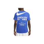 Nike Didelio Swoosh Logotipo Spausdinimo Sportinis Atsitiktinis Apvalios Kaklo Trumpomis Rankovėmis Mar&scaron;kinėliai Amerikieti&scaron;ko Retro Dopamino Vyri&scaron;ki Vir&scaron;utiniai Drabužiai Mėlyni DZ2882-405 XS