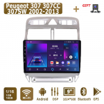 Android Carplay Automobilinis Radijas Peugeot 307 307CC 307SW 2002-2013 Multimedijos Grotuvas Pagrindinis Blokas Stereo GPS Navigacija BT WIFI 4+64GB 1+16GB