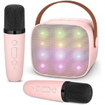 Machine karaok&eacute; - AMOUNE - Microphones sans fil - Effets de voix - LED - Pour enfants rožinė
