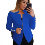 Pavasario rudens verslo kostiumas, paltas su dantyta apykakle ilgomis rankovėmis, užtrauktuku su užtrauktuku, kostiumo striuke Vienspalvis, plonas apatinis drabužis 3XL juoda