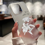 Mobiliųjų telefonų dėklai, skirti iPhone 11 13 15 Pro Max 12 14 Pro Max Case iPhone 16 15 Plus 13 Pro 12 Matinio tekstūros dažytos animacinės gėlės iPhone 11 balta