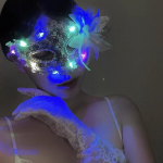 Helovino Kaukė Pusė Veido Moteri&scaron;ka Maskarado Vakarėlio Cosplay Kaukė Seksualūs Nėriniai Princesės Akių Rai&scaron;tis Blue flower MJ [with light]