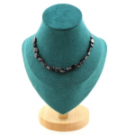 Pierres et Min&eacute;raux. Collier 20 perles Hypersth&egrave;ne d'&Eacute;gypte. Chaine en acier inoxydable Collier femmes, hommes. Taille personnalisa