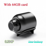 HD infraraudonųjų spindulių naktinio matymo kamera namų belaidė Wifi kamera Mini stebėjimo kamera 【Non-battery】0.3MP+64g Card juoda