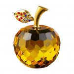 Stikliniai obuoliai Figūrėlė Dirbtinio kri&scaron;tolo vaisių ornamentas Kolekcionuojami permatomi obuoliai Dekoracija namams, biurui, automobilio prietaisų skydeliui 4cm auksinė