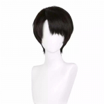 Levi Ackerman Cosplay Perukas Anime Trumpas Juodas Rudas Kar&scaron;čiui Atsparus Sintetinis Plaukas Helovino Vakarėlio Perukai + Peruko Kepuraitė One Size