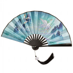 Kini&scaron;kas dvipusis tapytas sulankstomas vėduoklis, vintažinis rankinis vėduoklis su kutais, plastikinis sulankstomas rankinis vėduoklis vakarėliams 2