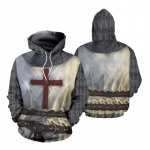 Knights Templar Armor Hoodies Striukė Crusader Cross viduramžių megztinis megztinis, pilnai spausdintas 3D vyri&scaron;kas džemperis, sportinis kostiumas karnavalas 5XL