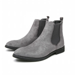 Madingi Chelsea Batai Suede Oda Vyri&scaron;ki Ankle Boots Verslo Dizainerio Slip-On Sagties Dirželis Wingtip Pilki Batai Pagrindiniai Batai Vyrai 38