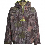 Adidas Logotipo Kamufliažinė Laisvo Kirpimo Su Gobtuvu Ilgomis Rankovėmis Striukė Vyri&scaron;ka Striukė Alyvuogių Žalia JD5417 M