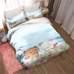 Bubu Dudu Cartoon Cute Bear Kawaii Kalėdų dovanų patalynės komplektas Dvigubas labai didelis antklodės užvalkalas ir pagalvės užvalkalas vaikams. EU Twin 135x200cm