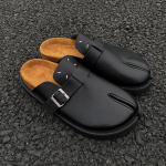 Naujas Vyri&scaron;kas Produktas Tabi &Scaron;lepetės Kam&scaron;tinė Oda Personalizuotas Skeltas Pir&scaron;tų Dizainas Paplūdimio Batai Juodi Birken Įslystami Lauko Muller Batai 38 juoda