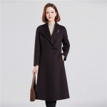 Women's 100% Pure Wool Lapel Long Coat M