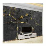Dydis Sienų tapetai 3D Juodi Auksiniai Marmuriniai Tapetai Svetainė TV Sofa Miegamasis Lengvos prabangos Freska 200 cm(W) x 140 cm(H)