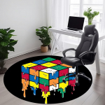 1 vnt. besilyjančių spalvų Rubiko kubo biuro apvalus kilimėlis, kilimėlis tinkamas biurui, po biuro kėdėmis, miegamajam, svetainei, namų dekoravimui, kambario dekoravimui 100cm gray